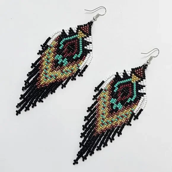 Drumming To The Beat Boho Beaded Earrings - Picture 7 of 7